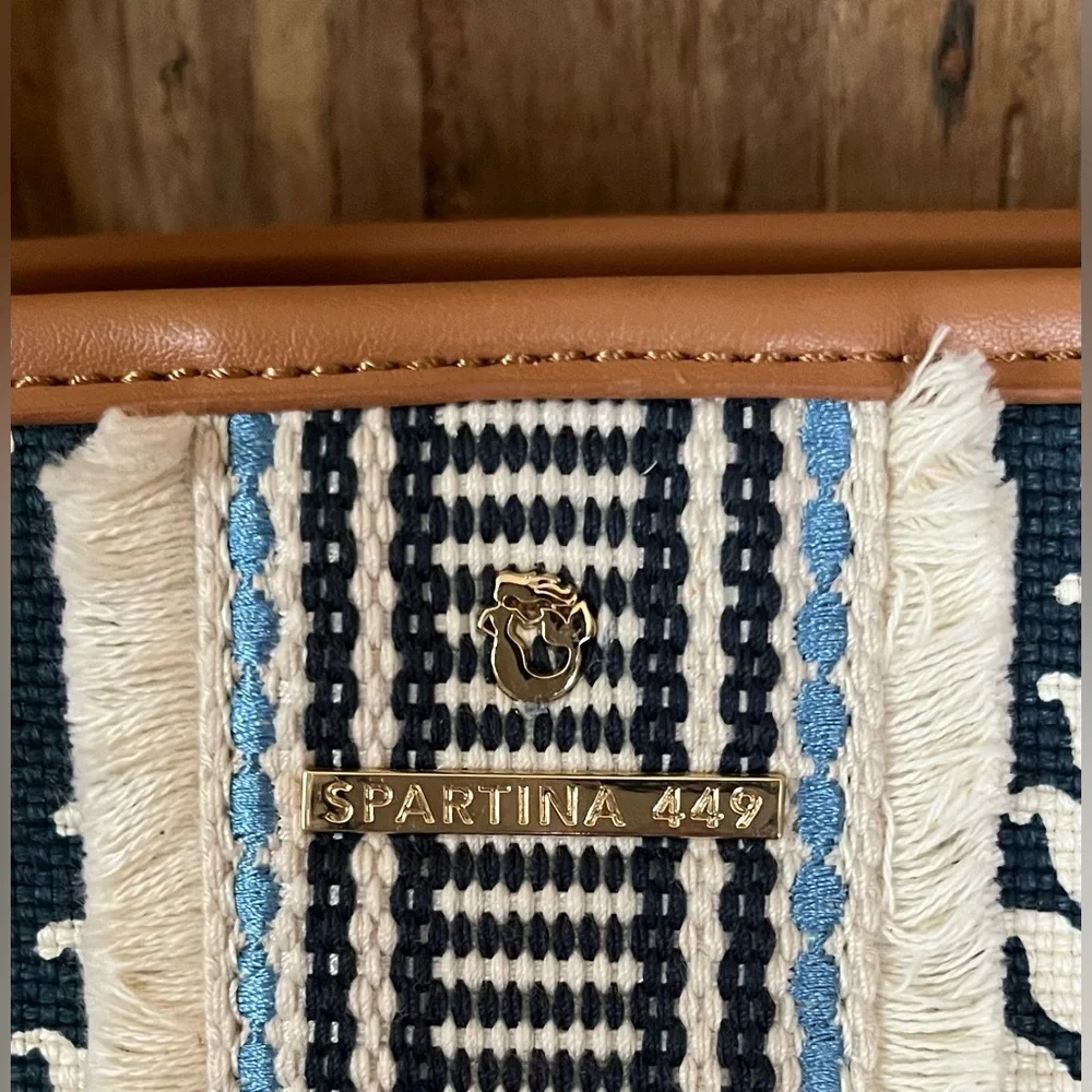 Spartina 449 Boho Tropez Tote Linen & Leather NWOT - Picture 3 of 13